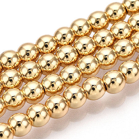 Electroplate Non-magnetic Synthetic Hematite Bead Strands G-Q466-4mm-04-1