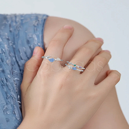 3Pcs Alloy Rhinestone Cuff Rings Sets RJEW-LP0003-61-1
