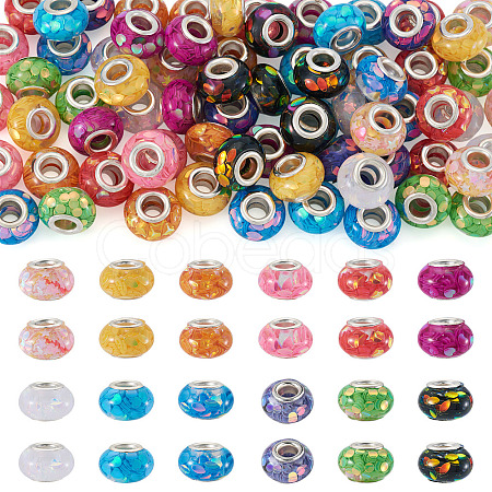 72Pcs 12 Colors Transparent Resin Rondelle European Beads RESI-TA0004-81-1