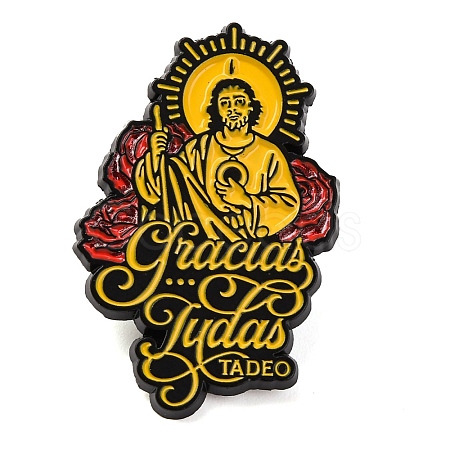 Rose Flower San Judas Zinc Alloy Enamel Pins Brooch JEWB-S033-03B-01-1