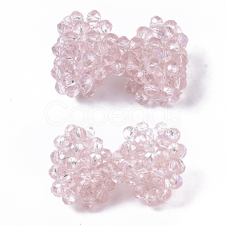 Plating Acrylic Woven Beads PACR-R247-04B-1