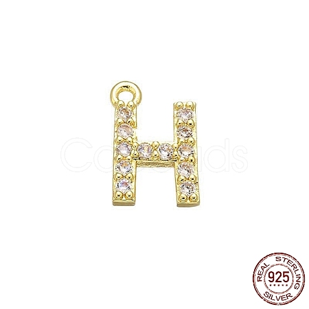 Real 18K Gold Plated 925 Sterling Silver Micro Pave Clear Cubic Zirconia Charms STER-P054-10G-H-1