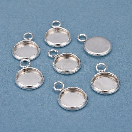 201 Stainless Steel Pendant Cabochon Settings STAS-F191-14S-A-1