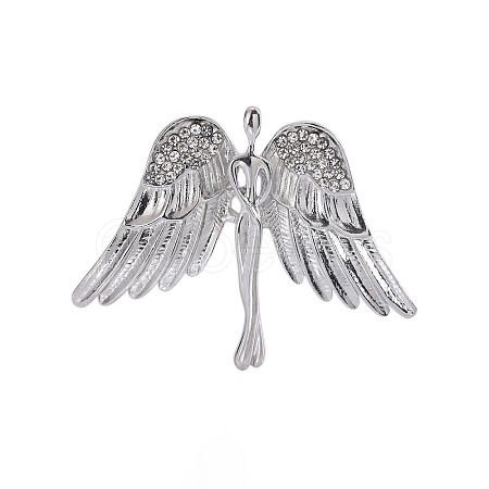 Large Wings Angel Alloy Crystal Rhinestone Brooch PW-WG8AAF4-02-1