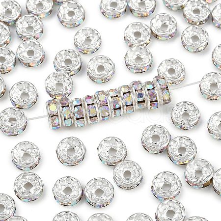 Brass Grade A Rhinestone Spacer Beads RB-A004-4-1