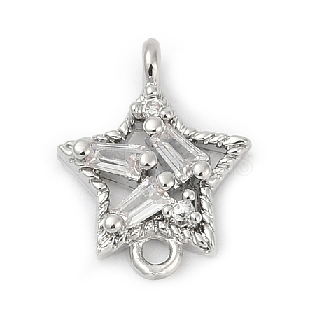 Brass Clear Cubic Zirconia Connector Charms KK-Z094-03P-02-1