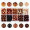 PandaHall Elite Natural Wood Beads Sets, Round, Mixed Color, 6~6.5mm, Hole: 1~2mm, 48~50pcs/style, 10 styles, 500pcs/box