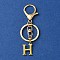 304 Stainless Steel Initial Letter Charm Keychains, with Alloy Clasp, Golden, Letter H, 8.5cm