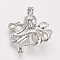 Hollow Brass Locket Pendants, Cage Pendants, Octopus, Platinum, 37x33x12mm, Hole: 3mm, Inner Measure: 7mm