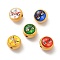 Alloy Enamel Beads, with Glass, Lead Free & Cadmium Free, Mette Gold Color, Round with Face Pattern, Mixed Color, 12.5x11.4mm, Hole: 1.8mm