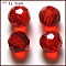 Imitation Austrian Crystal Beads, Grade AAA, K9 Glass, Faceted(32 Facets), Round, Red, 4mm, Hole: 0.7~0.9mm