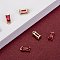 Transparent Glass Charms, for DIY Jewelry Making, with Brass Findings, Faceted, Rectangle, Light Gold, Deep Pink, 8.5x4x3mm, Hole: 1mm
