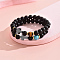 2Pcs 2 Style Natural & Synthetic Mixed Gemstone Beaded Stretch Bracelets Set, Cross Couple Bracelets, Inner Diameter: 2-3/8~3-1/8 inch(6~8cm), 1Pc/style