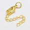 Eco-Friendly Brass Chain Extender, with Lobster Claw Clasps and Curb Chains, Cadmium Free & Nickel Free & Lead Free, Golden, 12x7x3mm, Ring: 5x0.8mm, hole: 3mm