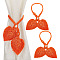 Handmade Macrame Leaf Curtain Tiebacks, Wooden Bead Clutch Curtain Holdback, for Home Wall Drapes Window Decoration, Orange, 770x15mm