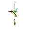 Glass Wind Chime, Art Pendant Decoration, with Iron Findings, for Garden, Window Decoration, Bird, Olive Drab, 370x175mm