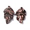 Natural Rhodonite Pendants, Leaf Charms, 41.5x25~26x5mm, Hole: 0.8mm