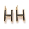 Brass Enamel Pendants, with Jump Ring, Long-Lasting Plated, Real 18K Gold Plated, Letter.H, Black, Letter.H, H: 18x11x1.8mm, Jump Rings: Inner Diameter: 3mm