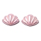 Opaque Resin Shell Shaped Beads, Half Drilled, for Half Hole Beads, Pink, 12.5x16x4.5mm, Hole: 1.2mm