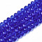 Glass Beads Strands, Faceted, Rondelle, Royal Blue, 2.9~3.3x2mm, Hole: 0.8mm, about 145~150pcs/strand, 34~35cm