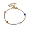 PVD Vacuum Plating Golden 304 Stainless Steel Cable Chain Bracelet with Enamel Rondelle Beaded, Satellite Chains Bracelet, Colorful, 6-1/4 inch(16cm)