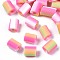 Handmade Polymer Clay Beads,  3 Tone, Column, Pink, 5x2.5~6.5mm, Hole: 1.8mm