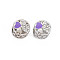 Rack Plating Alloy Enamel European Beads, with Crystal Rhinestone, Large Hole Beads, Cadmium Free & Nickel Free & Lead Free, Flat Round with Heart, Platinum, Blue Violet, 11x9mm, Hole: 5mm