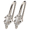 Brass Pave Clear Cubic Zirconia Earring Hooks, Ear Wire, Cadmium Free & Lead Free, Platinum, 18x4.5x10mm, Hole: 1.2mm, 18 Gauge, Pin: 1mm