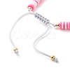 Handmade Disc Polymer Clay Braided Bead Bracelet BJEW-JB07407-01-5