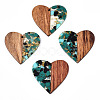 Transparent Resin & Walnut Wood Pendants RESI-TAC0017-73-A02-1
