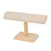 Velvet T-Bar Bracelet Display Stands  with Wooden Base BDIS-WH0010-03B-1