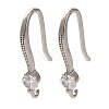 Rack Plating Brass Micro Pave Clear Cubic Zirconia Earring Hooks KK-A231-05P-1