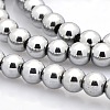 Round Non-magnetic Synthetic Hematite Beads Strands G-P061-66-6mm-1