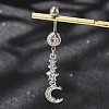 Alloy Crystal Rhinestone Dangle Curved Barbell Belly Rings AJEW-R007-04P-02-1