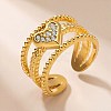304 Stainless Steel Cubic Zirconia Cuff Open Rings for Women WG55D17-01-1