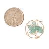 Natural Green Aventurine Nuggets Copper Wire Wrapped Flat Round Pendants PALLOY-JF03038-04-2
