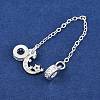 Brass Pave Clear Cubic Zirconia European Safety Chains with Charms KK-L236-16D-S-2