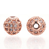 Rack Plating Brass Cubic Zirconia Beads ZIRC-S001-8mm-A03-2