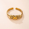 304 Stainless Steel Rhinestone Cuff Open Rings WG0D57E-01-3
