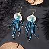 3 Pairs 304 Stainless Steel Dyed Synthetic Turquoise & Natural Black Onyx & Glass Seed Beaded Dangle Earrings EJEW-MZ00530-2