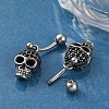 Skull 316 Surgical Stainless Steel Dangle Belly Button Rings EJEW-G416-02AS-3