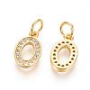 Brass Micro Pave Clear Cubic Zirconia Charms ZIRC-L092-00-G-2