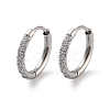 316 Surgical Stainless Steel Pave Clear Cubic Zirconia Hoop Earrings Women EJEW-A109-01A-P-1