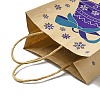Christmas Theme Blue Printed Kraft Paper Tote Bags with Handles ABAG-B006-04C-3