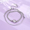 304 Stainless Steel Curb Chain Wrap Bracelets for Women BJEW-A036-12P-1