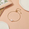 Oval Natural Pearl Beaded Slider Bracelet BJEW-JB09315-02-2