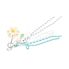 Flower Handmade Woven & Polyester Cord & Resin & Acrylic Beaded Pendant Decorations HJEW-JM04421-02-5