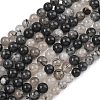 Natural Tourmalinated Quartz/Black Rutilated Quartz Beads Strands G-D361-01A-8-9mm-2