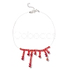 Glass Beaded Tassel Charms Chocker Necklace NJEW-TA00030-1