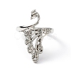 Zinc Alloy Peacock Open Cuff Ring RJEW-WH0003-04A-1